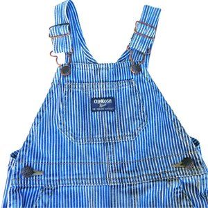 Vintage OshKosh B'gosh Vestbak Stripe Denim Carpenter Overalls Diaper Snaps 24M